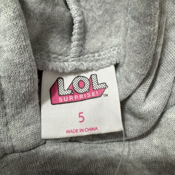 LOL Surprise Girls Hoodie Peplum Top Size 5T Gray Fierce Friends NWT - Picture 10 of 13